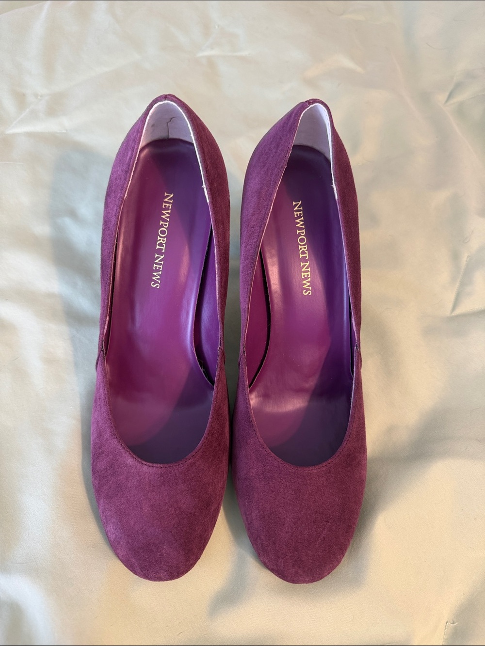 NEW.  Newport News Plum Suede Pumps